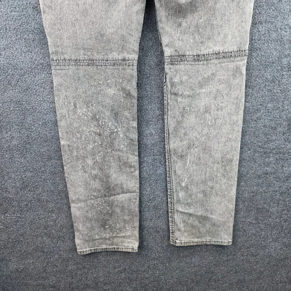 True Religion Mens Moto Grey Acid Wash Slim Biker Jeans Paint Splatter Size 33